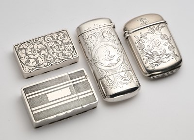 Lot 35 - FOUR VICTORIAN SILVER VESTA CASES, GEORGE UNITE, BIRMINGHAM, 1856-78