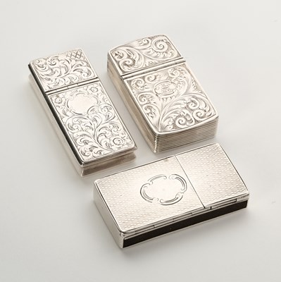 Lot 40 - THREE VICTORIAN SILVER VESTA CASES, BIRMINGHAM, 1853 / 66