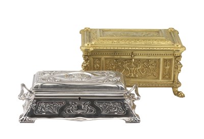 Lot 15 - A JUGENDSTIL SILVERED BRONZE CASKET