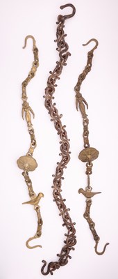 Lot 322 - THREE METAL SUSPENSION CHAINS, INDIA, CIRCA 19TH CENTURY