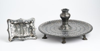Lot 337 - A BIDRI WARE CANDLESTICK, INDIA, CIRCA 1800