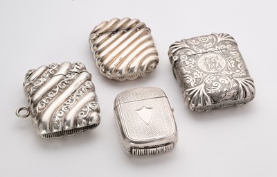 Lot 48 - FOUR VICTORIAN SILVER VESTA CASES, BIRMINGHAM, 1874-88