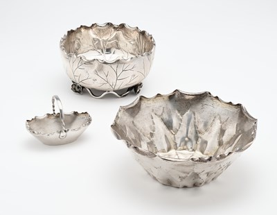 Lot 116 - THREE PIECES OF VICTORIAN SILVER IN THE MANNER OF CHRISTOPHER DRESSER, ALL HUKIN & HEATH, LONDON, 1882 / 84 / 85