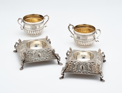Lot 118 - TWO PAIRS OF VICTORIAN SILVER SALT CELLARS