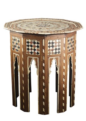 Lot 161 - AN OTTOMAN PARQUETRY SIDE TABLE, CIRCA 1900