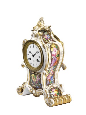 Lot 23 - A FRENCH PORCELAIN MANTEL CLOCK, JACOB PETIT OF PARIS