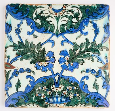 Lot 245 - AN IZNIK STYLE TILE, PROBABLY KUTAHYA, TURKEY, 19TH CENTURY