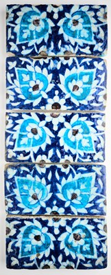 Lot 246 - FIVE DAMASCUS TILE FRAGMENTS, OTTOMAN SYRIA, 18TH CENTURY