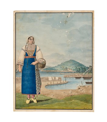 Lot 302 - THREE WATERCOLOURS OF BALKAN COSTUME STUDIES, SOUTH EASTERN EUROPE, 19TH CENTURY