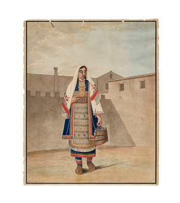 Lot 302 - THREE WATERCOLOURS OF BALKAN COSTUME STUDIES, SOUTH EASTERN EUROPE, 19TH CENTURY