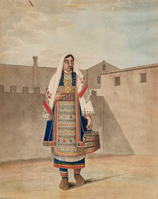 Lot 302 - THREE WATERCOLOURS OF BALKAN COSTUME STUDIES, SOUTH EASTERN EUROPE, 19TH CENTURY