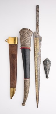 Lot 552 - A KARD BLADE, A SILVER CHAPE AND TWO SCABBARDS, INDIA, MOSTLY 19TH CENTURY