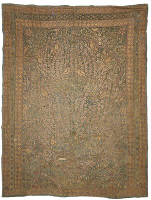 Lot 189 - A RARE MUGHAL APPLIQUE PAINTED CLOTH HANGING (PICHHAVAI), NORTHERN INDIA, CIRCA 1800
