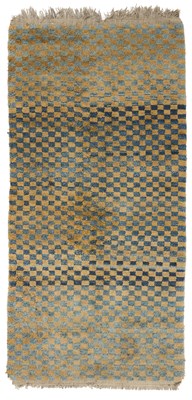 Lot 191 - A TIBETAN CHEQUERBOARD RUG, LAST QUARTER 19TH CENTURY