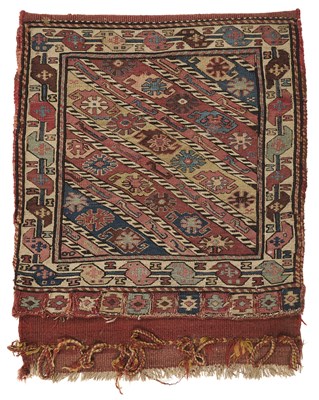 Lot 188 - A SHAHSAVAN SOUMAK SINGLE KHORJIN (BAG), SOUTH CAUCASUS, SECOND HALF 19TH CENTURY