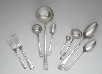 Lot 31 - A SET OF TWELVE GEORGE III SILVER TABLESPOONS