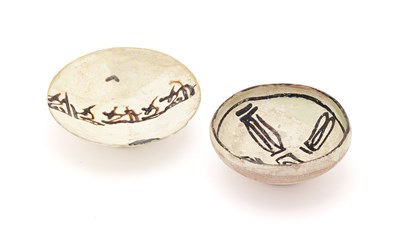 Lot 75 - TWO SMALL SLIP PAINTED NISHAPUR BOWLS, PERSIA, CIRCA 10TH CENTURY