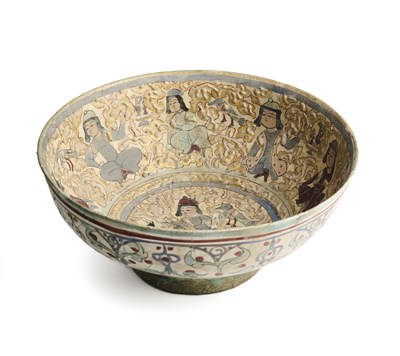 Lot 67 - A KASHAN 'MINA'I' POTTERY BOWL, PERSIA, 12TH/13TH CENTURY