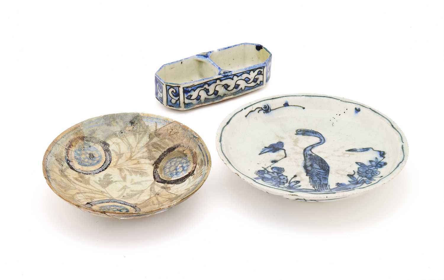 Lot 385 - THREE SAFAVID POTTERY VESSELS, CIRCA 1700