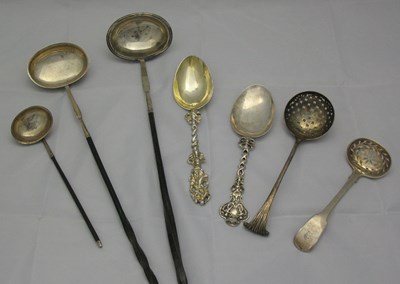 Lot 36 - THREE GEORGE III SILVER TODDY LADLES