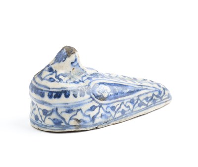 Lot 89 - A SAFAVID BLUE AND WHITE BATH RASP, PERSIA, 17TH CENTURY