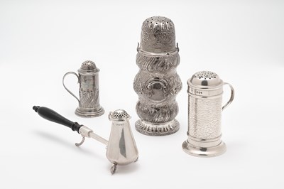Lot 122 - FOUR VICTORIAN SILVER CASTERS OR PEPPERETTES