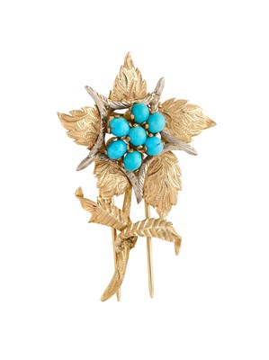 Lot 394 - TURQUOISE BROOCH, 1960s