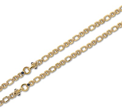 Lot 401 - GOLD AND SAPPHIRE DEMI-PARURE, 1980s