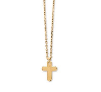 Lot 387 - GOLD PENDENT CROSS AND CHAIN