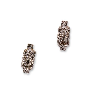 Lot 335 - HERMES: PAIR OF SILVER CUFFLINKS, 1970s