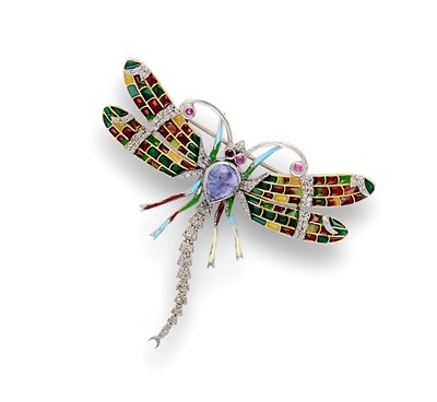 Lot 370 - GEM-SET AND DIAMOND BROOCH