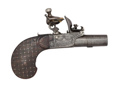 Lot 351 - A LIEGE FLINTLOCK 60 BORE BOX-LOCK POCKET PISTOL BY GUILLAUME BERLEUR, EARLY 19TH CENTURY