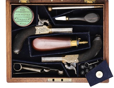 Lot 387 - A CASED PAIR OF 120 BORE PERCUSSION BOX-LOCK POCKET PISTOLS, UNSIGNED, MID-19TH CENTURY