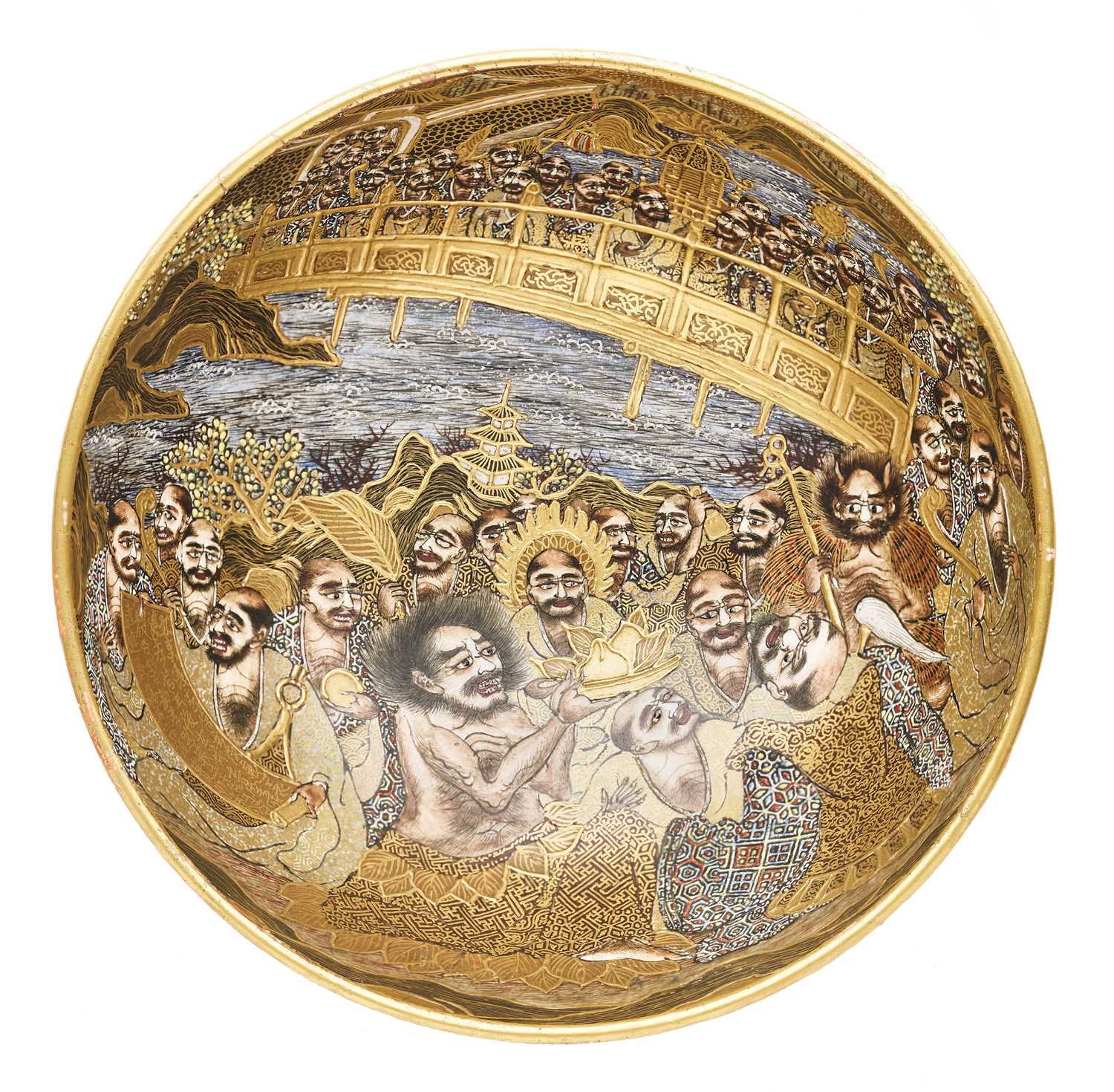 Lot 74 - A JAPANESE SATSUMA BOWL, MEIJI PERIOD (1868-1912)