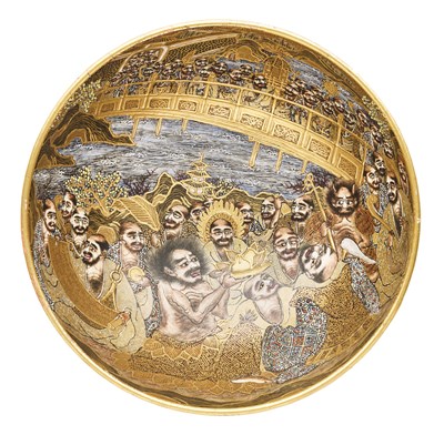 Lot 160 - A JAPANESE SATSUMA BOWL, MEIJI PERIOD