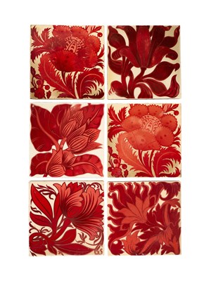 Lot 62 - LEWIS FOREMAN DAY (1845-1910): A SET OF SIX J.C. EDWARDS (RUABON) TILES, CIRCA 1890-1900