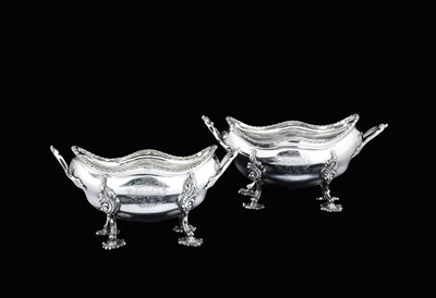 Lot 56 - A PAIR OF GEORGE III SILVER SAUCE TUREENS