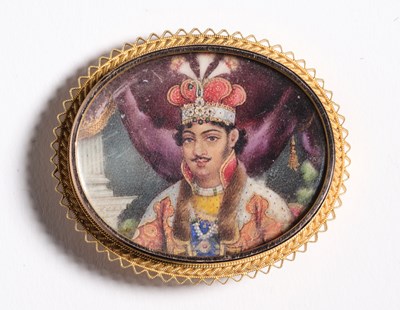 Lot 385 - A PORTRAIT OF NASIR UD-DIN HAIDAR SHAH, NAWAB OF OUDH (1827-37), LUCKNOW, CIRCA 1860