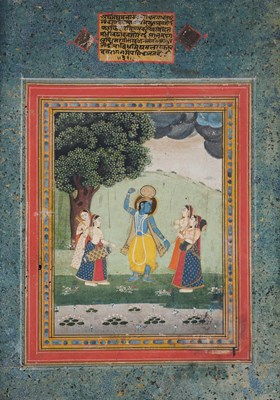Lot 270 - A DEPICTION OF MEGHA MALHAR RAGA, MEWAR, RAJASTHAN, 19TH CENTURY
