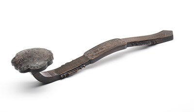 Lot 71 - A CHINESE CARVED HONGMU RUYI SCEPTRE, LATE QING DYNASTY