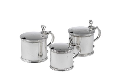 Lot 73 - THREE GEORGE V SILVER MUSTARD POTS