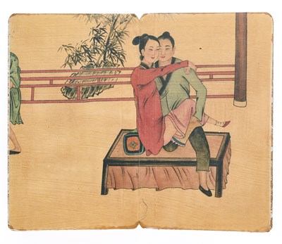 Lot 97 - CHINESE SCHOOL, AN 'EROTIC' CONCERTINA BOOK, QING DYNASTY, 19TH CENTURY