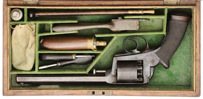Lot 389 - A RARE CASED 38 BORE PERCUSSION DEANE-ADAMS 1851 MODEL ‘DRAGOON’ SELF-COCKING FIVE-SHOT REVOLVER BY