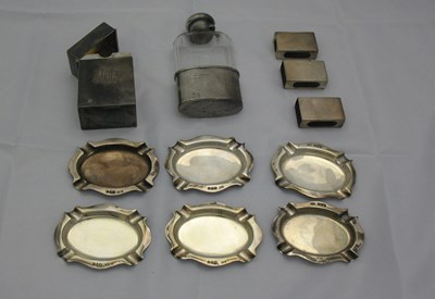 Lot 76 - A SET OF SIX GEORGE V SILVER ASHTRAYS