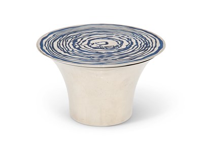 Lot 179 - CLIVE BURR: A SILVER JAR WITH ENAMELLED SILVER COVER, CLIVE EDWARD BURR, LONDON, 1977