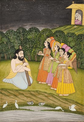 Lot 39 - SHAYKH IBRAHIM ADHAM OF BALKH VISITED BY ANGELS, PROVINCIAL MUGHAL, 18TH CENTURY