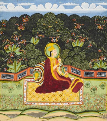 Lot 44 - A LADY ON SEATED ON A TERRACE, KISHANGARH, 19TH CENTURY