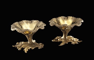 Lot 80 - A PAIR OF VICTORIAN SILVER-GILT SALT CELLARS