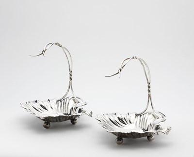 Lot 84 - A PAIR OF VICTORIAN SILVER GRAPE STANDS