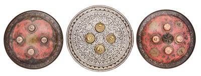 Lot 557 - THREE SMALL INDIAN CIRCULAR DHALS, 19TH CENTURY